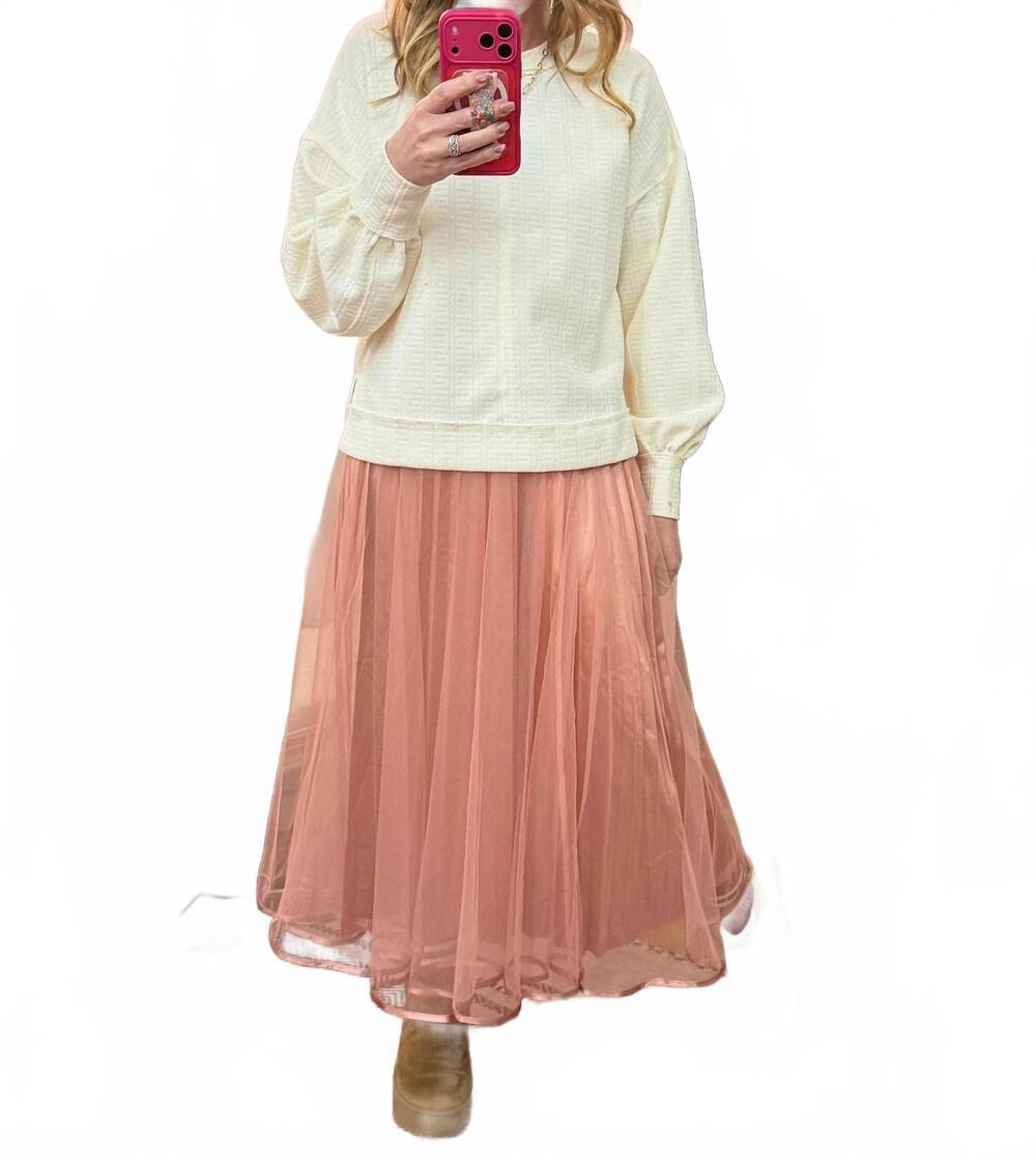 NEW WISHLIST tulle midi skirt in pink